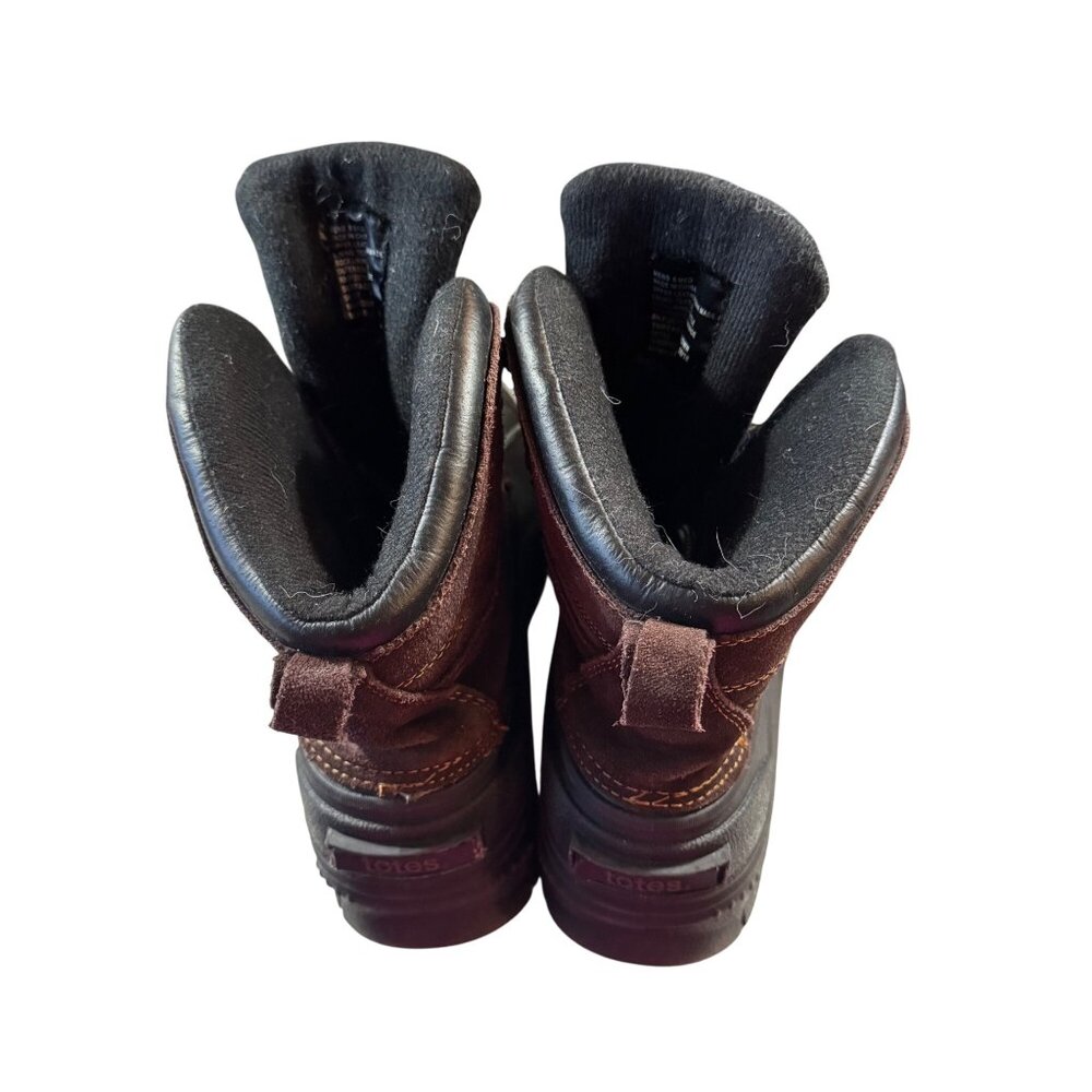 Totes Men's Winter Duck Boots Size 8 Brown & Black Water-Resistant Rubber & Sued - Picture 5 of 8